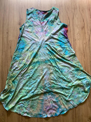 Size 2xl Dress | Psychedelic Hippie Dress | High Low Tie Dye Dress | Mandala Flower Tank Dress | Festival Apparel | Galaxy Ice Dye Dress