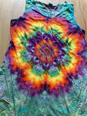 Size 2xl Dress | Psychedelic Hippie Dress | High Low Tie Dye Dress | Mandala Flower Tank Dress | Festival Apparel | Galaxy Ice Dye Dress