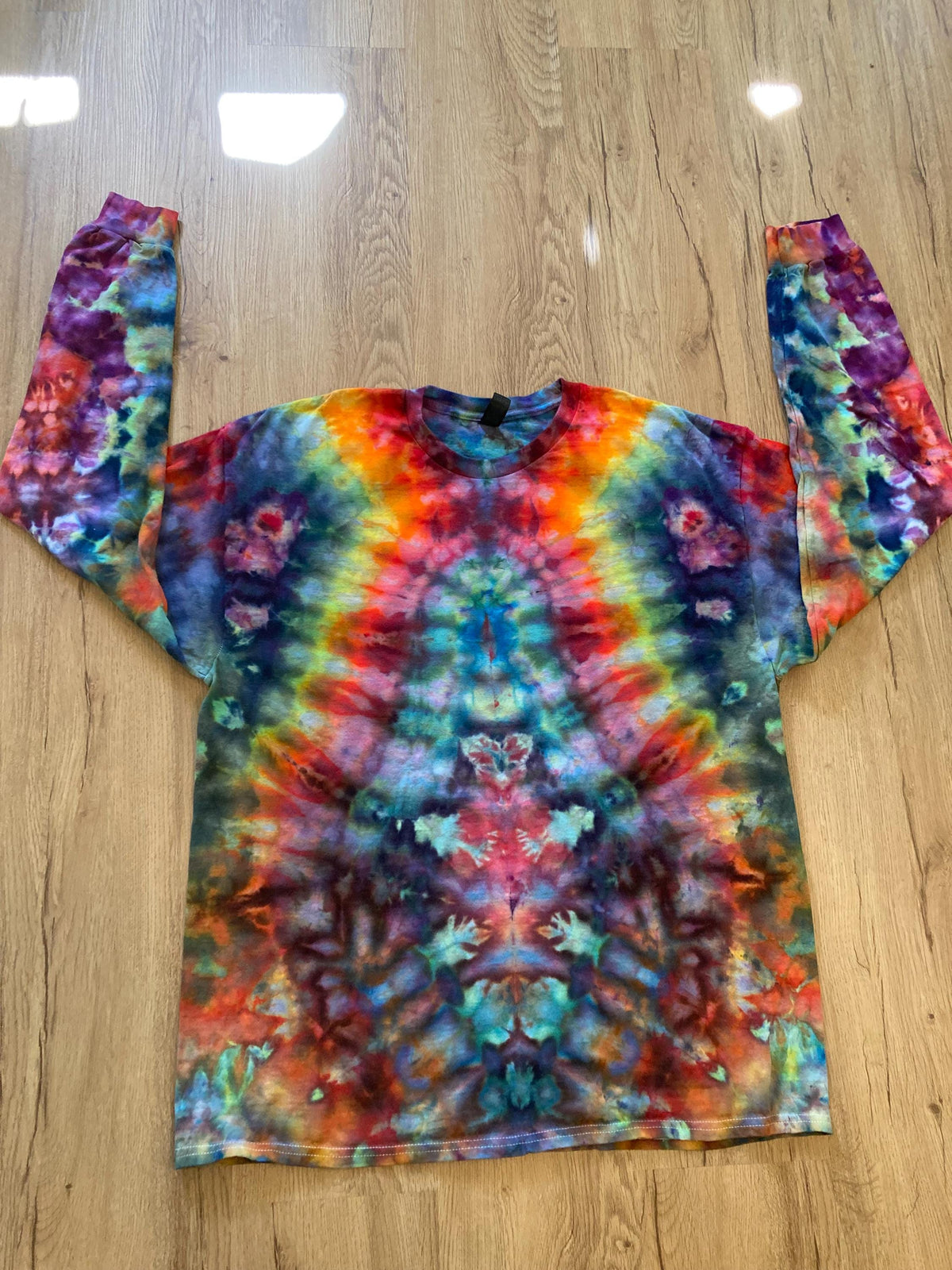 XL Shirt | Handmade fractal Shirt | Trippy Tie Dye Tee | Lotus Flower Shirt | Oversized Tee | Psychedelic Shirt | Long Sleeve Yoga Tee