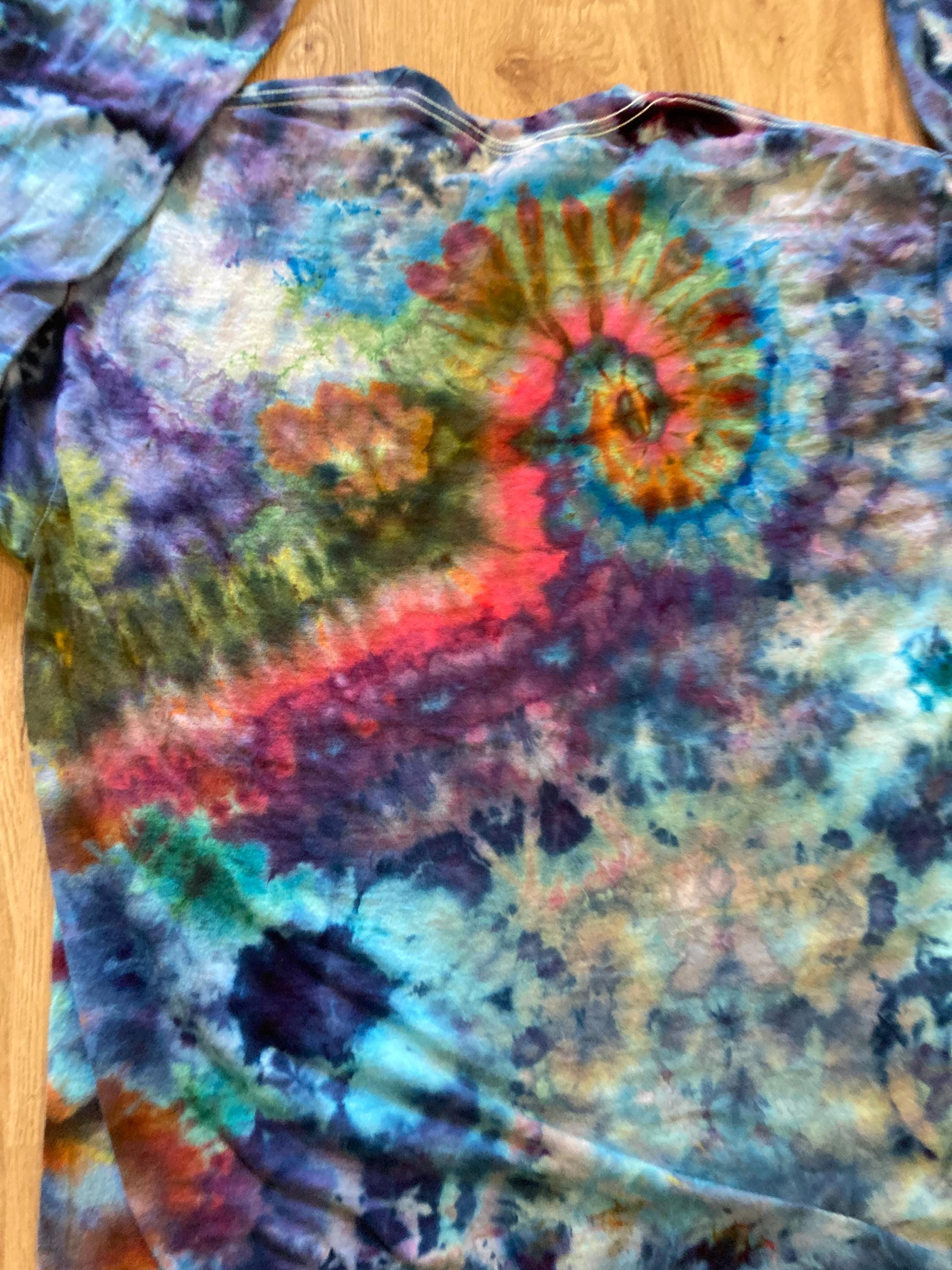 XL Shirt | Handmade Special Mandala Shirt | Trippy Tie Dye | Lotus Flower Shirt | Oversized Tee | Psychedelic Shirt | Long Sleeve Yoga Tee