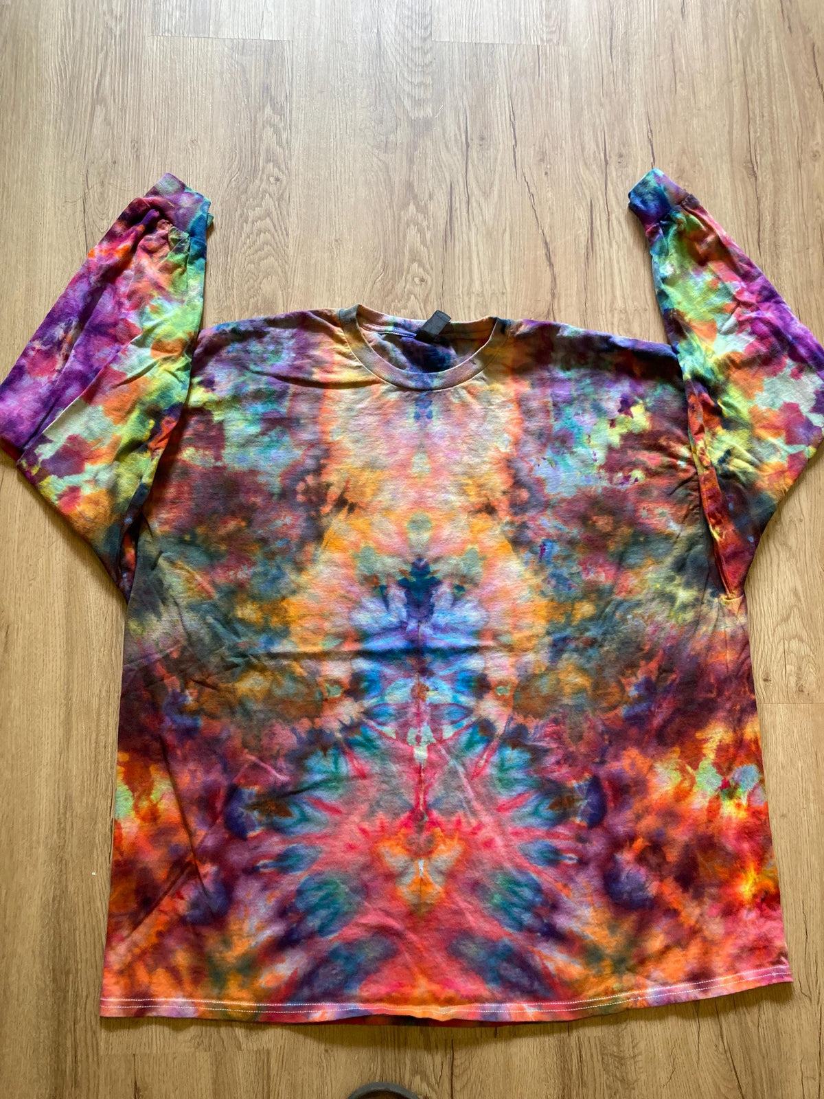 4XL Shirt | Handmade Fractal Shirt | Trippy Tie Dye Tee | Lotus Flower Shirt | Oversized Tee | Psychedelic Shirt | Long Sleeve Yoga Tee