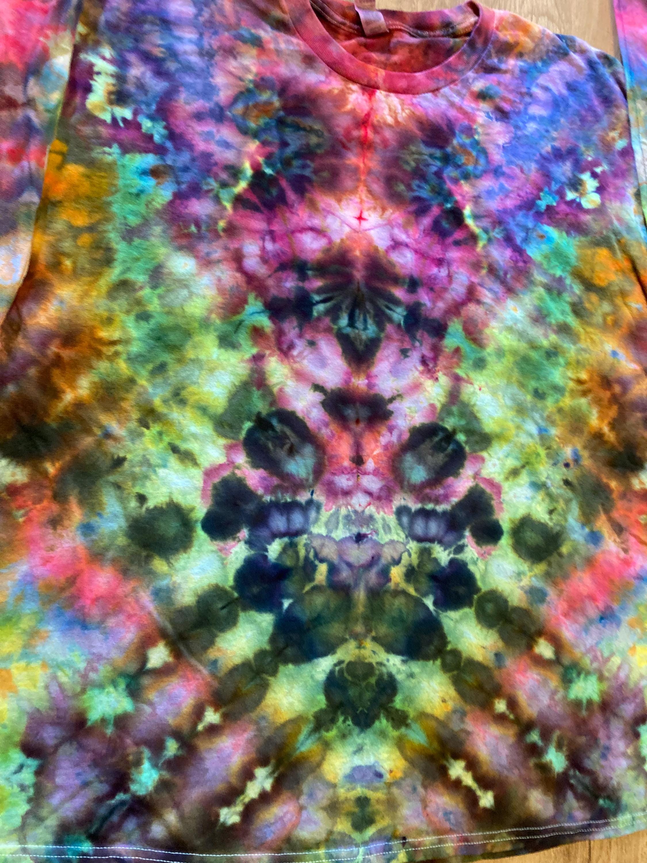 3XL Shirt | Handmade Fractal Shirt | Trippy Tie Dye Tee | Lotus Flower Shirt | Oversized Tee | Psychedelic Shirt | Long Sleeve Yoga Tee