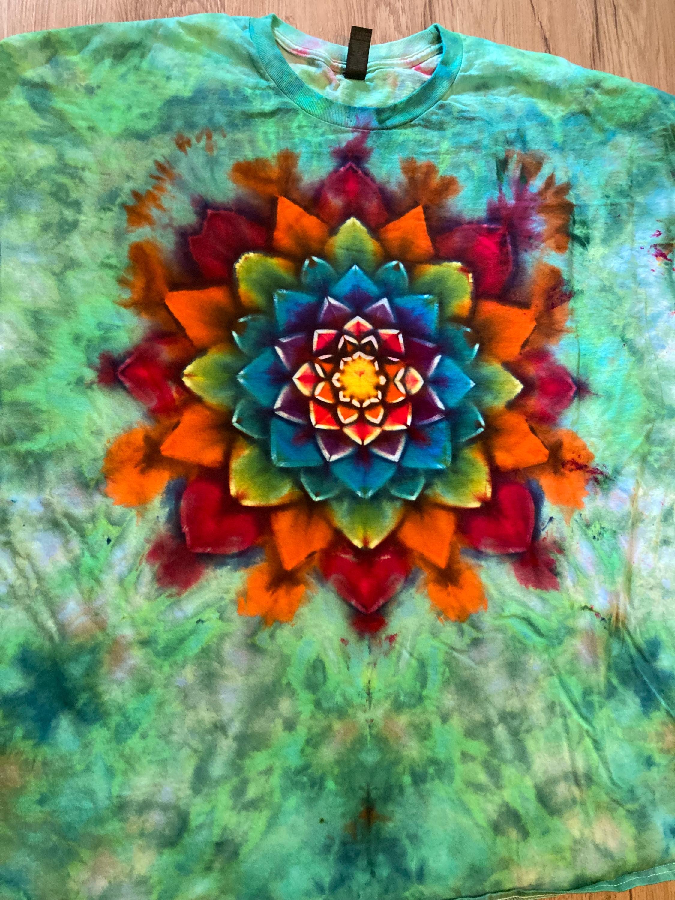 5XL Shirt | Handmade mandala Shirt | Trippy Tie Dye Tee | Super Spiral Shirt | Oversized Tee | Psychedelic Shirt | Long Sleeve Yoga Tee