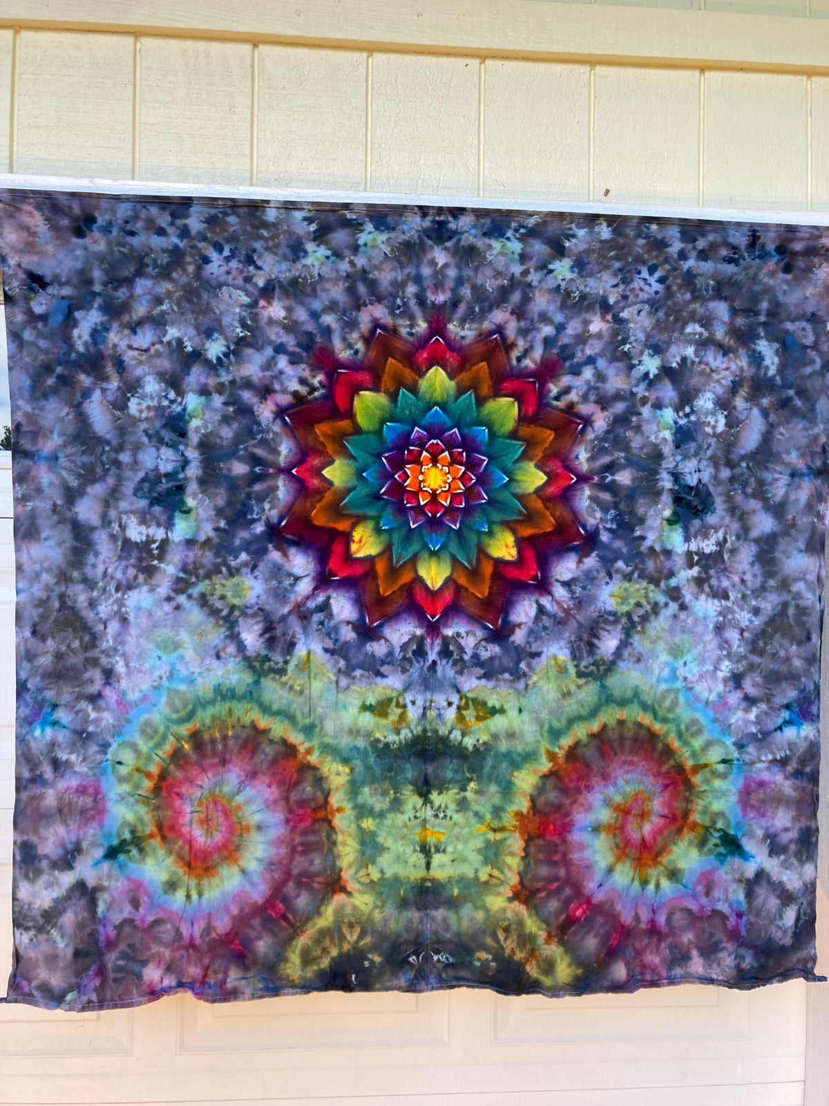 Psychedelic Wall Hanging | Trippy Tie Dye Tapestry | Ice Dye Tapestry | Fractal Tapestry | Above Bed Decor | Psytrance Art