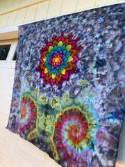 Psychedelic Wall Hanging | Trippy Tie Dye Tapestry | Ice Dye Tapestry | Fractal Tapestry | Above Bed Decor | Psytrance Art