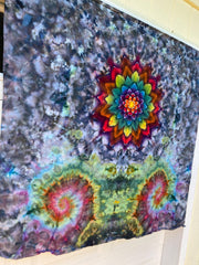 Psychedelic Wall Hanging | Trippy Tie Dye Tapestry | Ice Dye Tapestry | Fractal Tapestry | Above Bed Decor | Psytrance Art