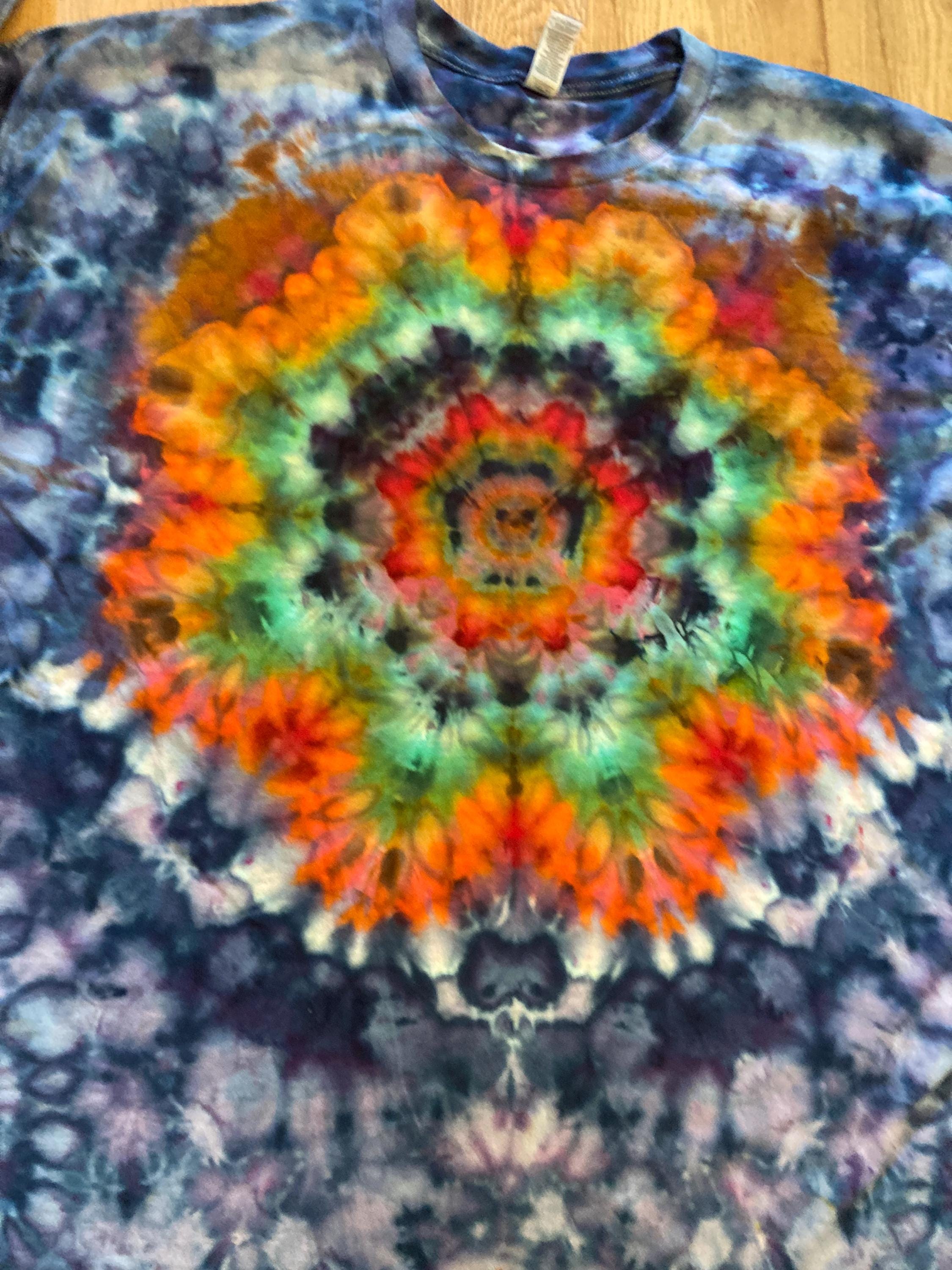 3XL Shirt | Handmade Mandala Shirt | Trippy Tie Dye Tee | Lotus Flower Shirt | Oversized Tee | Psychedelic Shirt | Long Sleeve Yoga Tee
