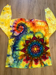 3XL Shirt | Handmade Special Mandala Shirt | Trippy Tie Dye | Lotus Flower Shirt | Oversized Tee | Psychedelic Shirt | Long Sleeve Yoga Tee