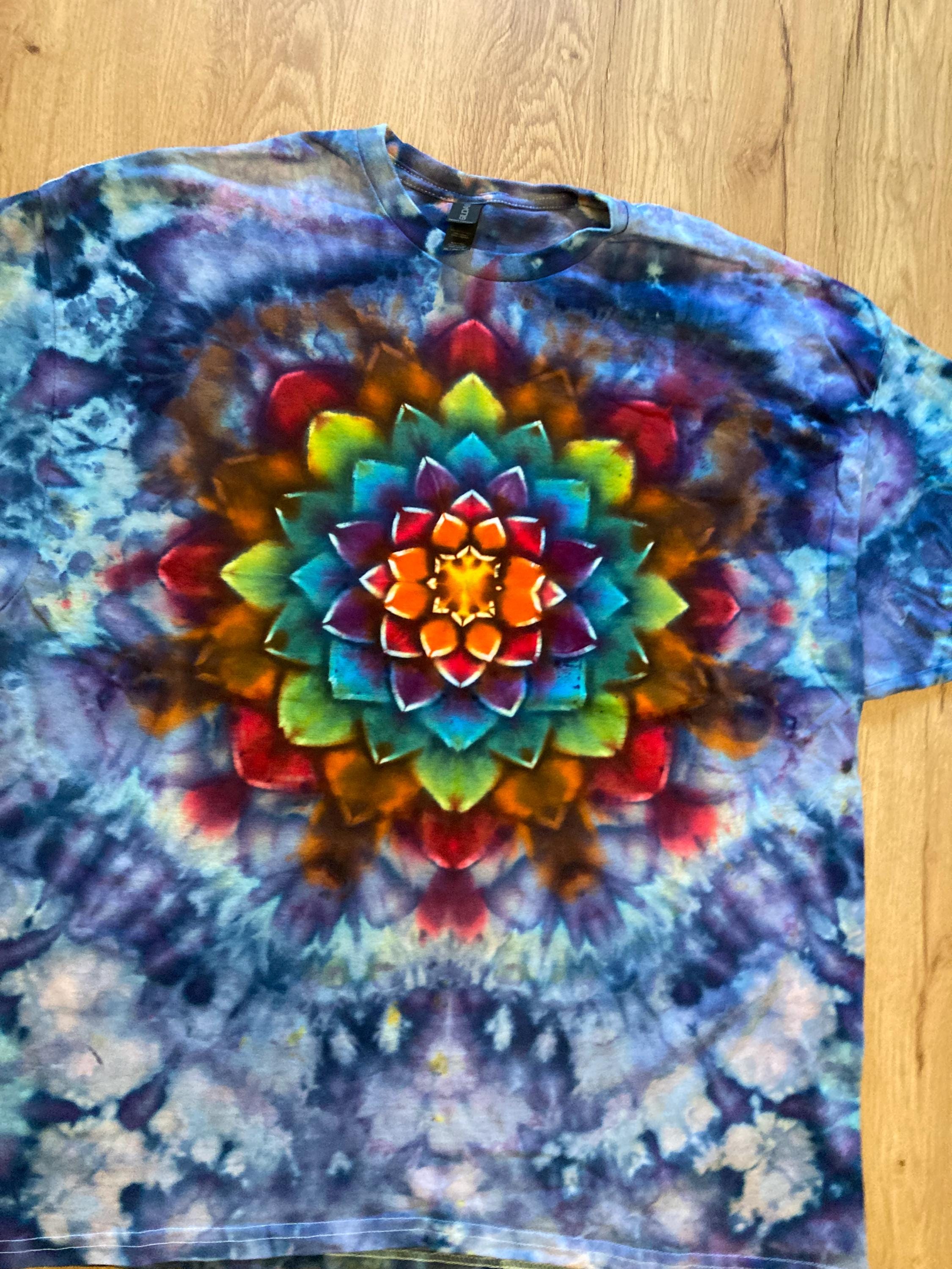 2Xl | Lotus Tie Dye Shirt | Psychedelic T Shirt | Galaxy Ice Dye Shirt | Festival Shirt | Mandala Psytrance Shirt | Geode Tie Dye
