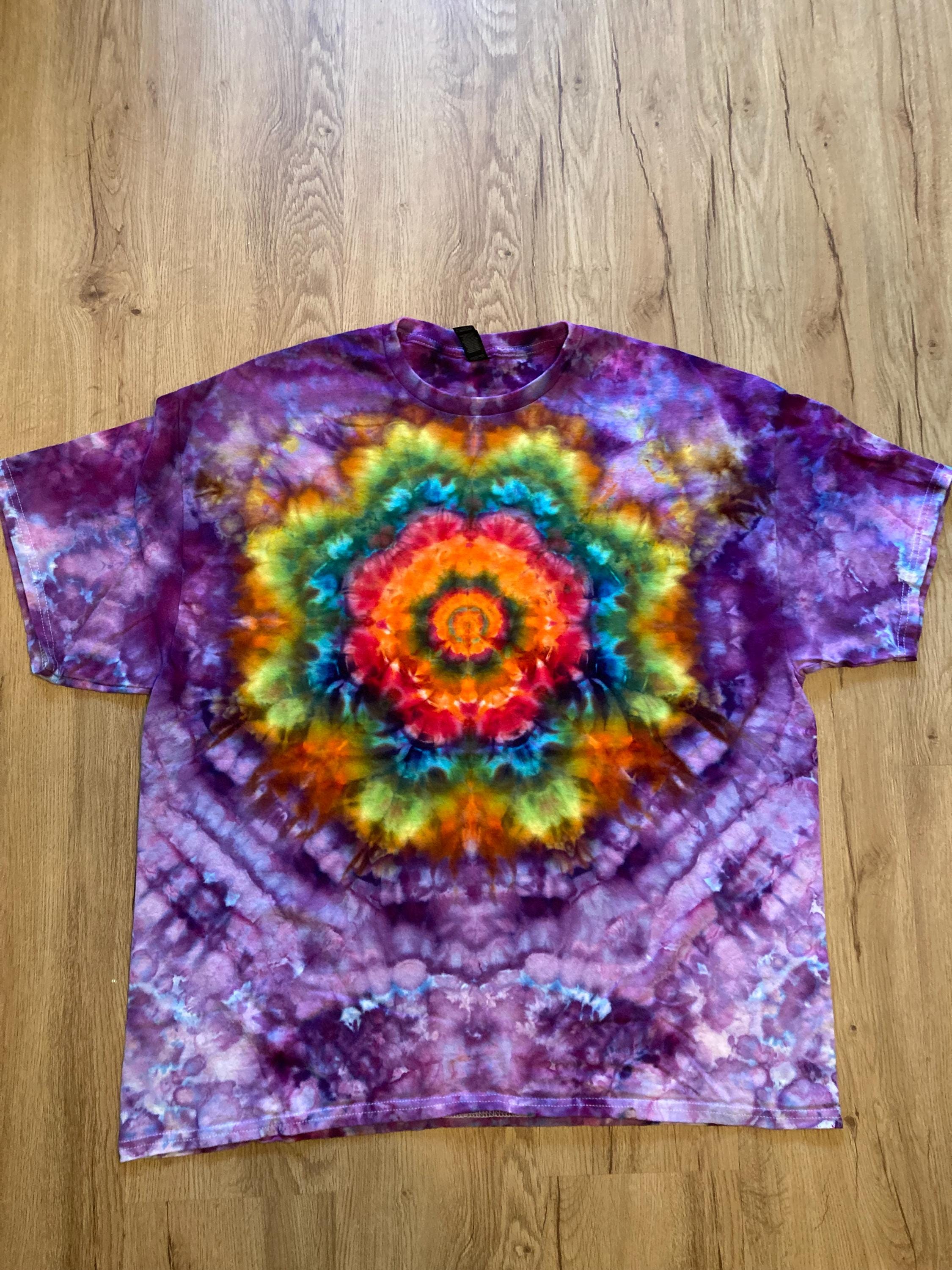 2Xl | Lotus Tie Dye Shirt | Psychedelic T Shirt | Galaxy Ice Dye Shirt | Festival Shirt | Mandala Psytrance Shirt | Geode Tie Dye