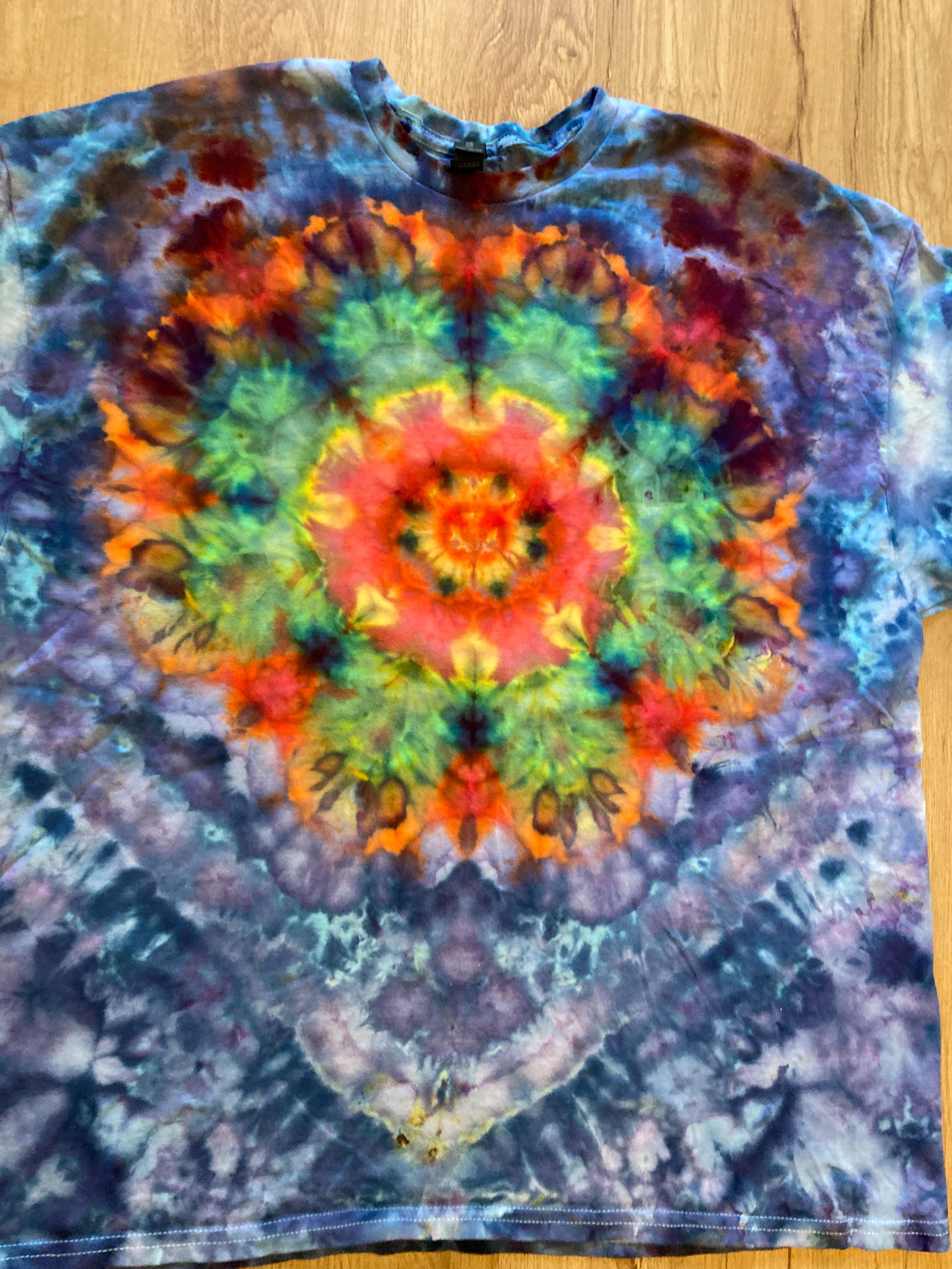 2Xl | Lotus Tie Dye Shirt | Psychedelic T Shirt | Galaxy Ice Dye Shirt | Festival Shirt | Mandala Psytrance Shirt | Geode Tie Dye