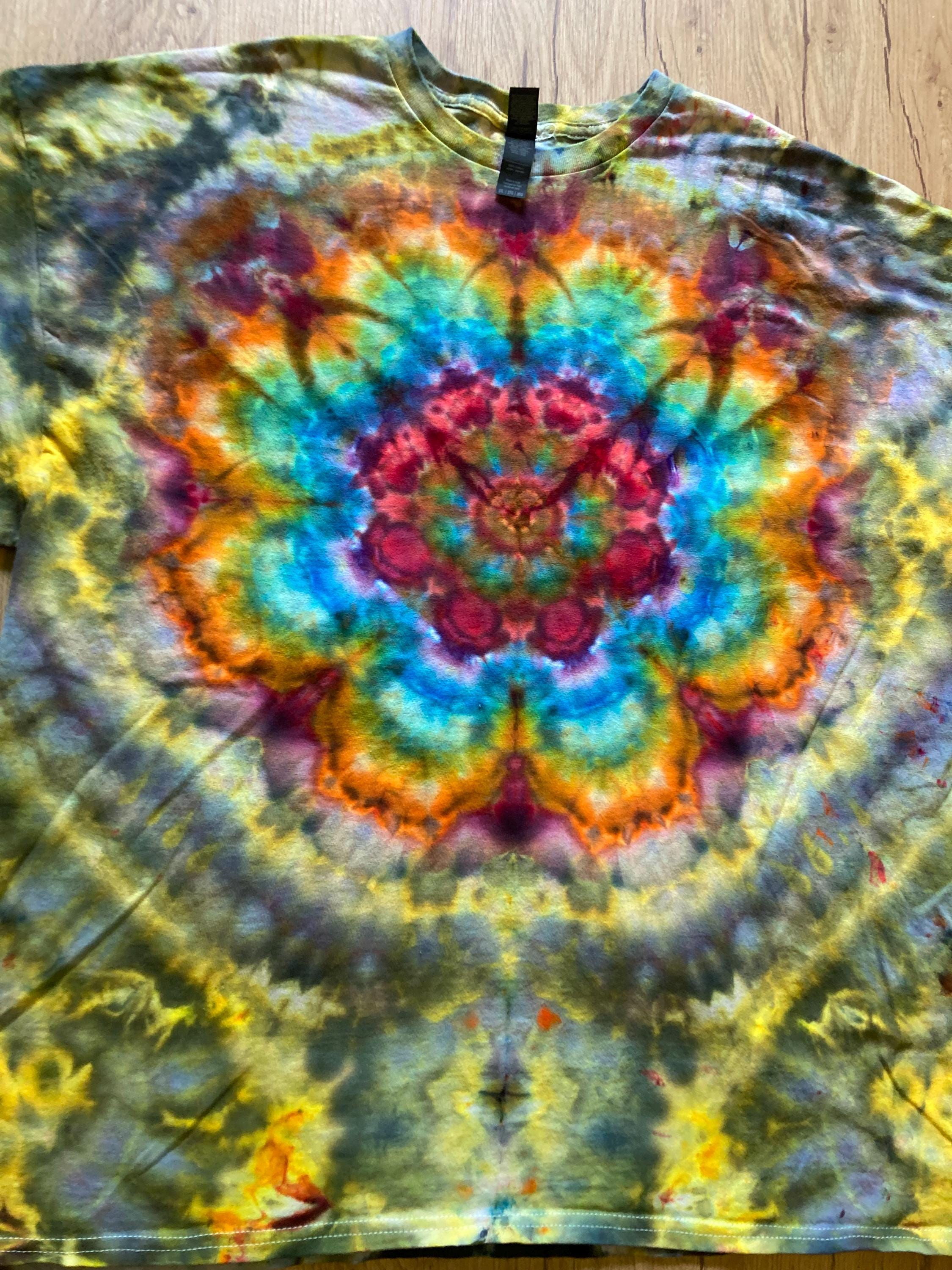 2Xl | Lotus Tie Dye Shirt | Psychedelic T Shirt | Galaxy Ice Dye Shirt | Festival Shirt | Mandala Psytrance Shirt | Geode Tie Dye