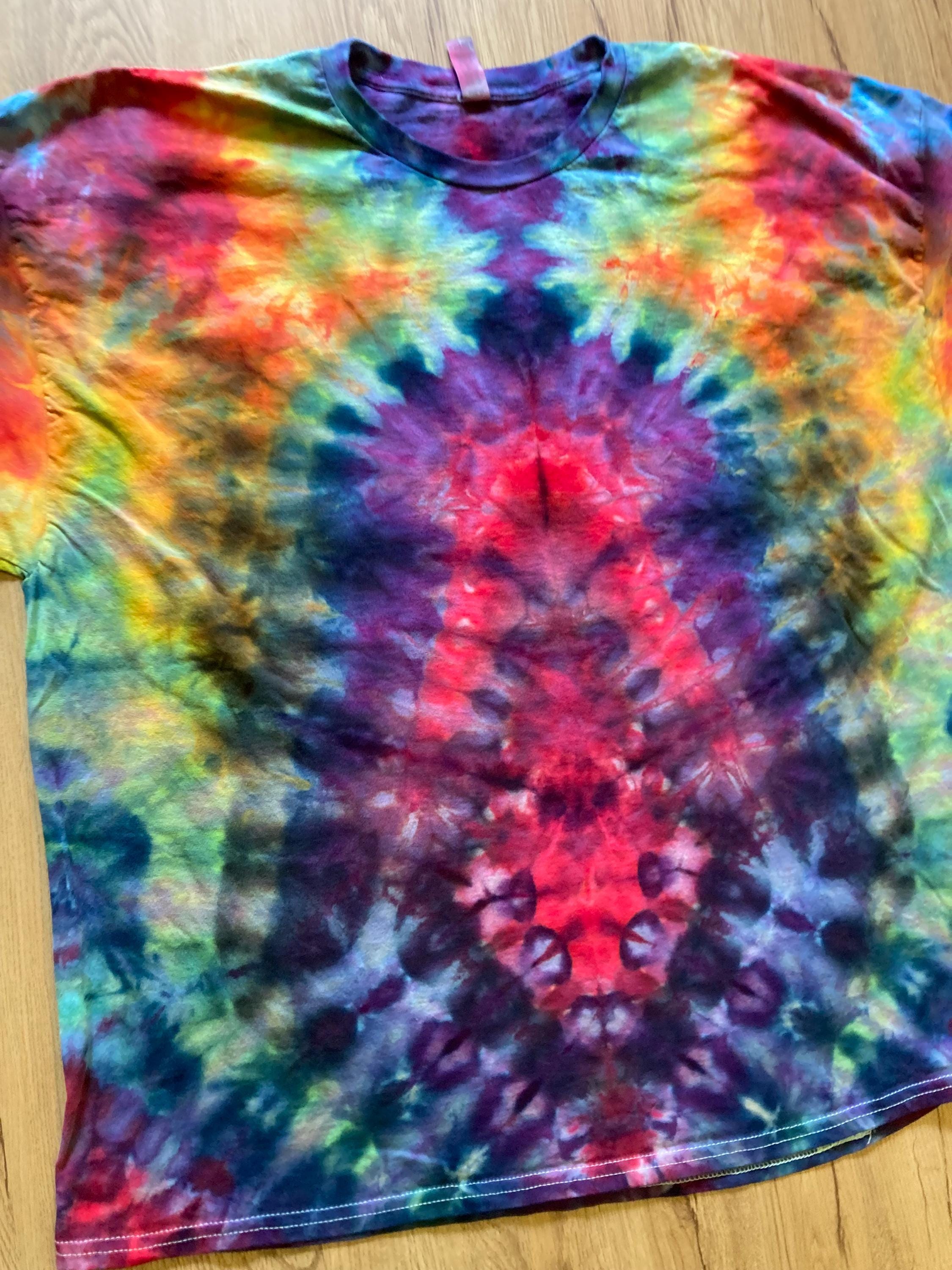 3XL Shirt | Fractal Tie Dye Shirt | Psychedelic T Shirt | Galaxy Ice Dye Shirt | Festival Shirt | Mandala Psytrance Shirt | Geode Tie Dye