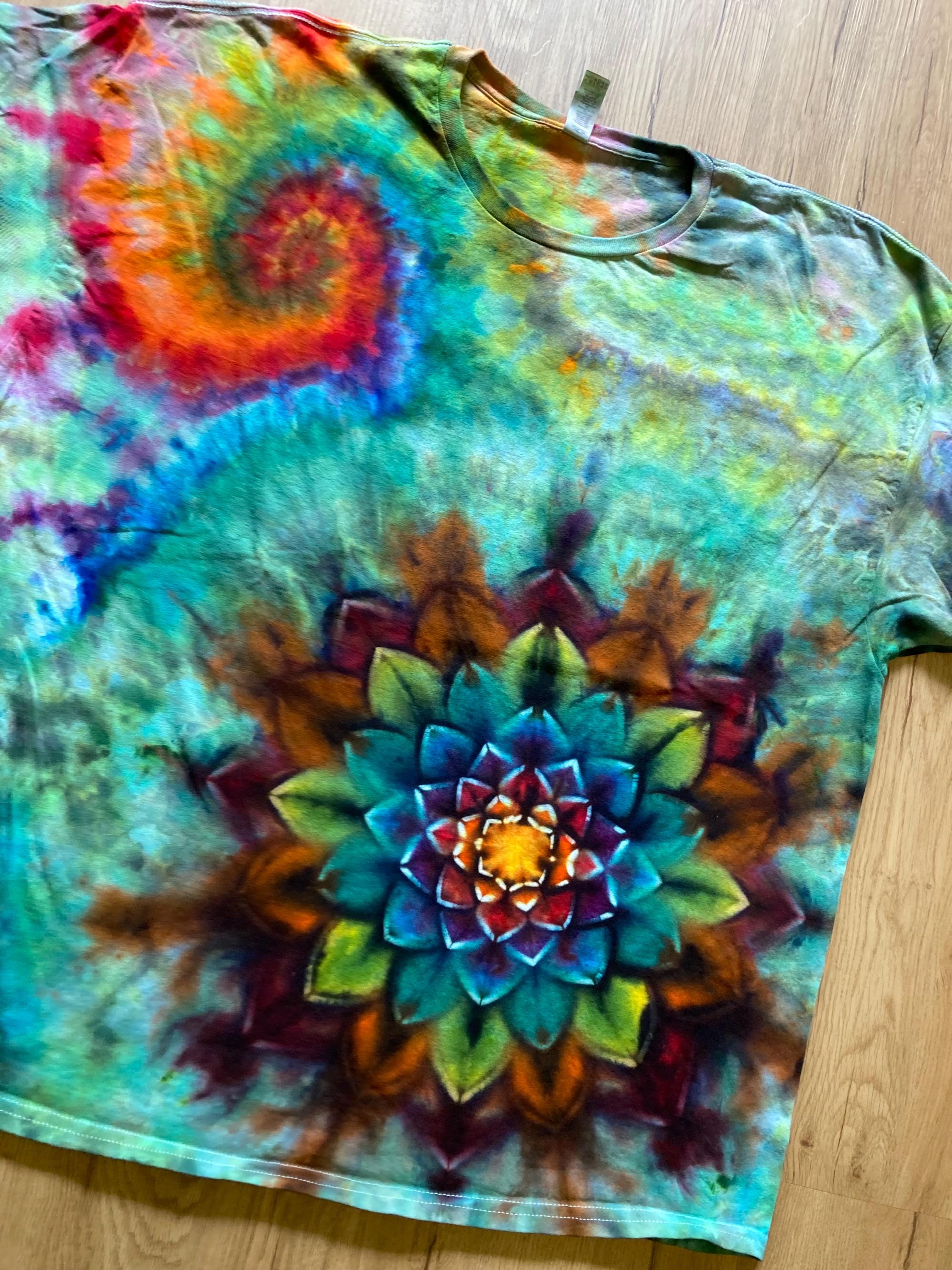 3XL Shirt | Special Tie Dye Shirt | Psychedelic T Shirt | Galaxy Ice Dye Shirt | Festival Shirt | Mandala Psytrance Shirt | Geode Tie Dye