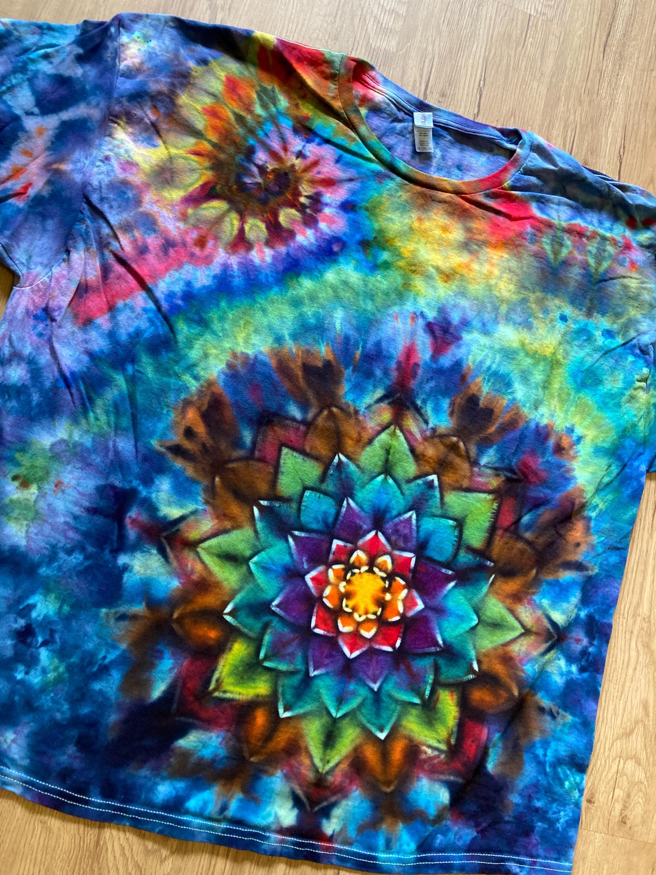3XL Shirt | Special Tie Dye Shirt | Psychedelic T Shirt | Galaxy Ice Dye Shirt | Festival Shirt | Mandala Psytrance Shirt | Geode Tie Dye