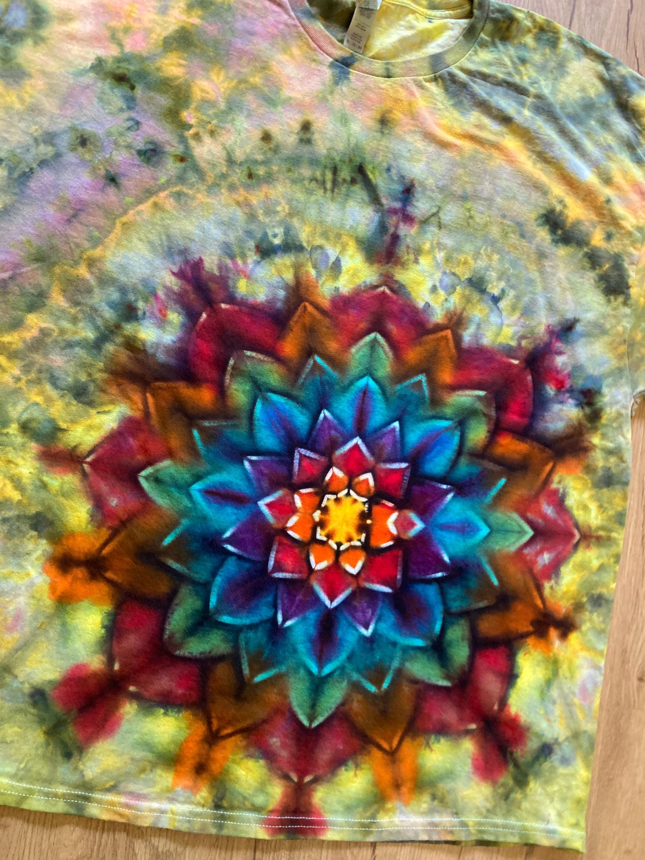 3XL Shirt | Lotus Tie Dye Shirt | Psychedelic T Shirt | Galaxy Ice Dye Shirt | Festival Shirt | Mandala Psytrance Shirt | Geode Tie Dye