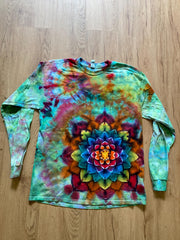 Large Shirt | Handmade Special Mandala Shirt | Trippy Tie Dye | Lotus Flower Shirt | Oversized Tee| Psychedelic Shirt | Long Sleeve Yoga Tee