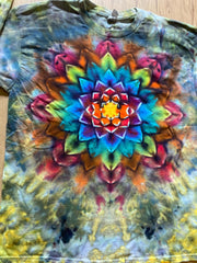 Large Shirt | Handmade Mandala Shirt | Trippy Tie Dye Tee | Lotus Flower Shirt | Oversized Tee | Psychedelic Shirt | Long Sleeve Yoga Tee