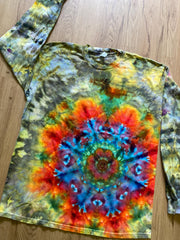Large Shirt | Handmade Mandala Shirt | Trippy Tie Dye Tee | Lotus Flower Shirt | Oversized Tee | Psychedelic Shirt | Long Sleeve Yoga Tee