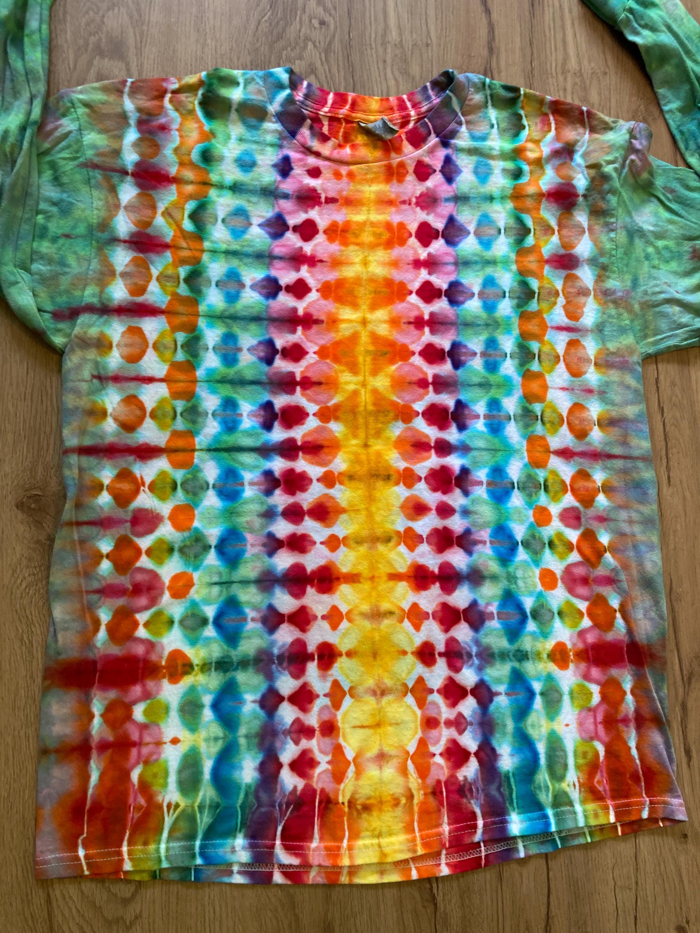 Large Shirt | Handmade fractal Shirt | Trippy Tie Dye Tee | Lotus Flower Shirt | Oversized Tee | Psychedelic Shirt | Long Sleeve Yoga Tee