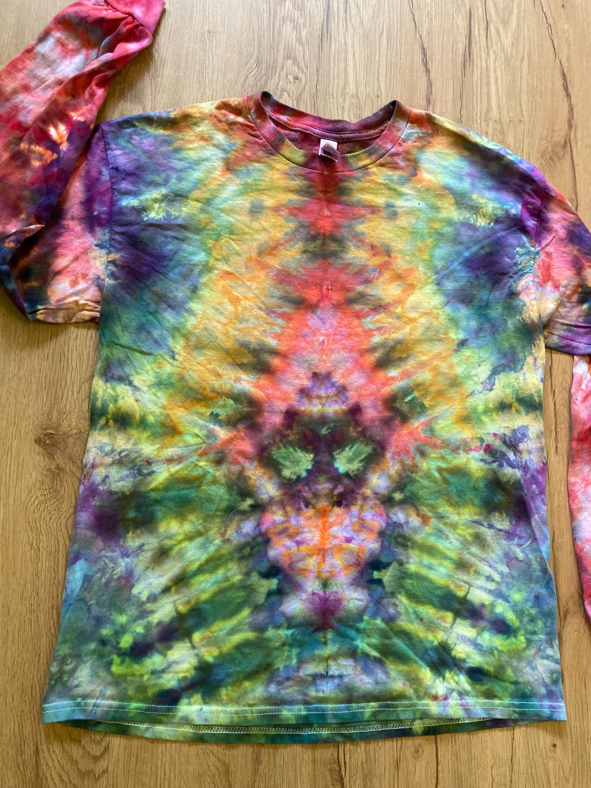 Large Shirt | Handmade fractal Shirt | Trippy Tie Dye Tee | Lotus Flower Shirt | Oversized Tee | Psychedelic Shirt | Long Sleeve Yoga Tee