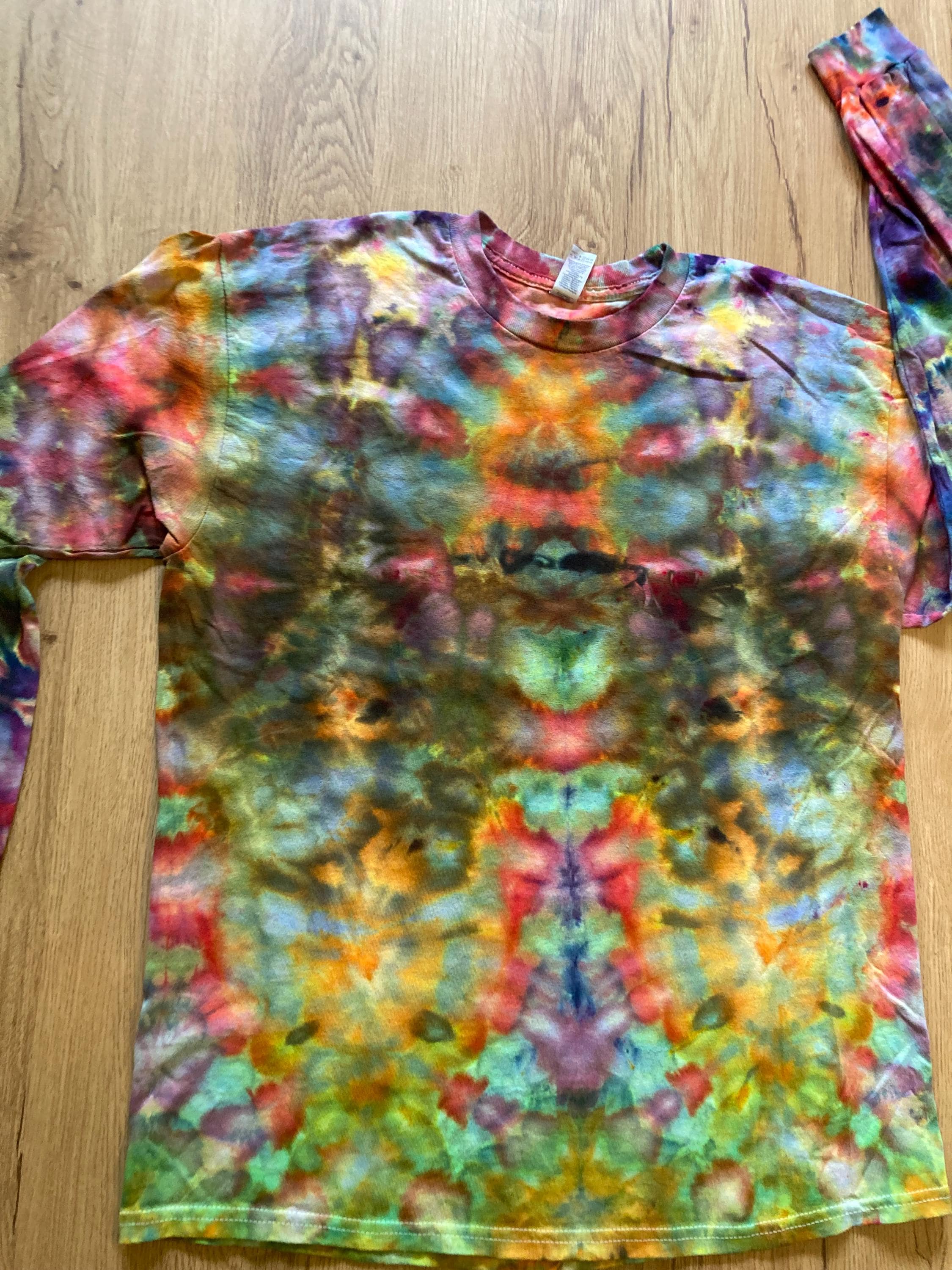 Large Shirt | Handmade fractal Shirt | Trippy Tie Dye Tee | Lotus Flower Shirt | Oversized Tee | Psychedelic Shirt | Long Sleeve Yoga Tee