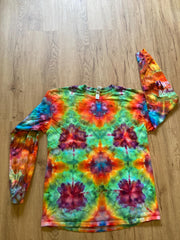 Large Shirt | Handmade fractal Shirt | Trippy Tie Dye Tee | Lotus Flower Shirt | Oversized Tee | Psychedelic Shirt | Long Sleeve Yoga Tee