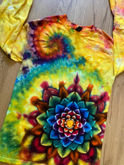 Small Shirt | Handmade Special Mandala Shirt | Trippy Tie Dye Tee| Lotus Flower Shirt | Oversized Tee | Psychedelic Shirt | Long Sleeve Yoga