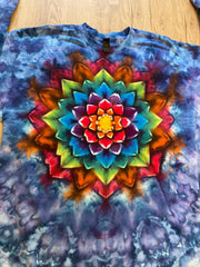 XL Shirt | Handmade Mandala Shirt | Trippy Tie Dye Tee | Lotus Flower Shirt | Oversized Tee | Psychedelic Shirt | Long Sleeve Yoga Tee