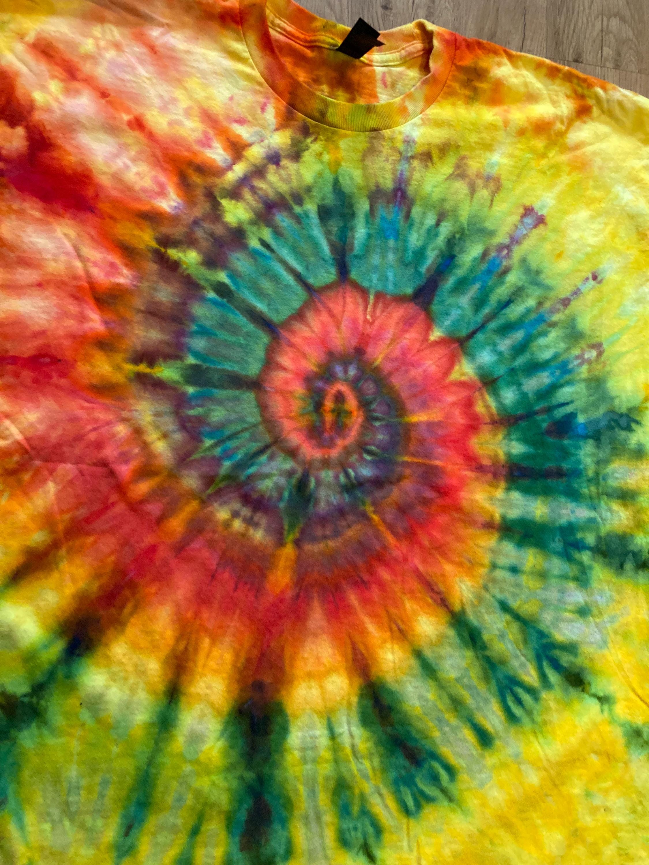 2XL Handmade Spiral swirl Shirt | Trippy Tie Dye Tee | Lotus Flower Shirt | Oversized Tee | Psychedelic Shirt | Long Sleeve Yoga Tee