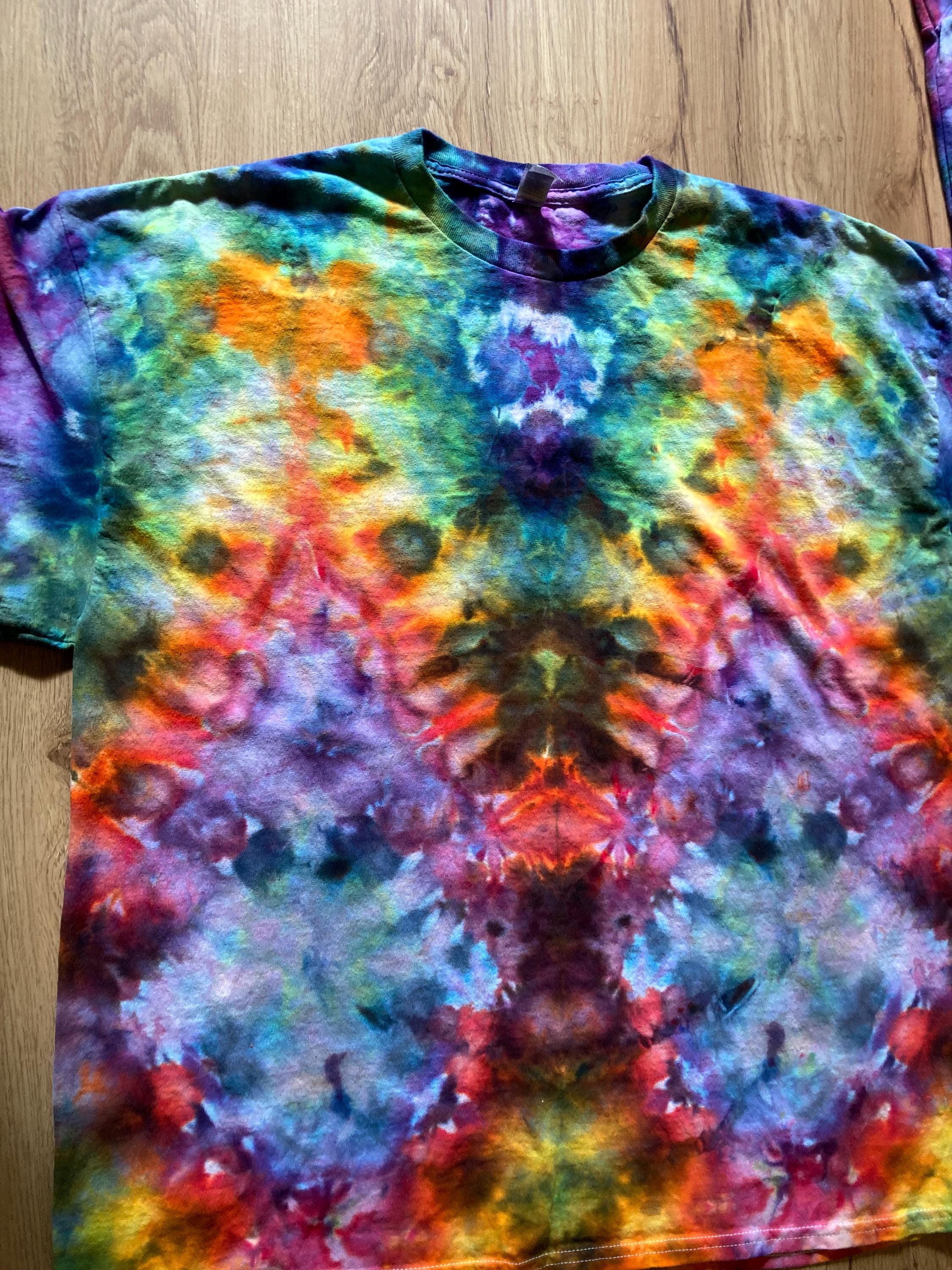 2XL Handmade Fractal Shirt | Trippy Tie Dye Tee | Lotus Flower Shirt | Oversized Tee | Psychedelic Shirt | Long Sleeve Yoga Tee