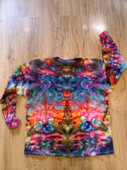 2XL Handmade Fractal Shirt | Trippy Tie Dye Tee | Lotus Flower Shirt | Oversized Tee | Psychedelic Shirt | Long Sleeve Yoga Tee