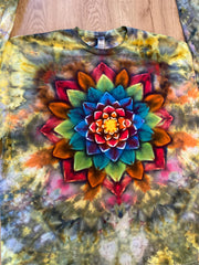 2XL Handmade Mandala Shirt | Trippy Tie Dye Tee | Lotus Flower Shirt | Oversized Tee | Psychedelic Shirt | Long Sleeve Yoga Tee