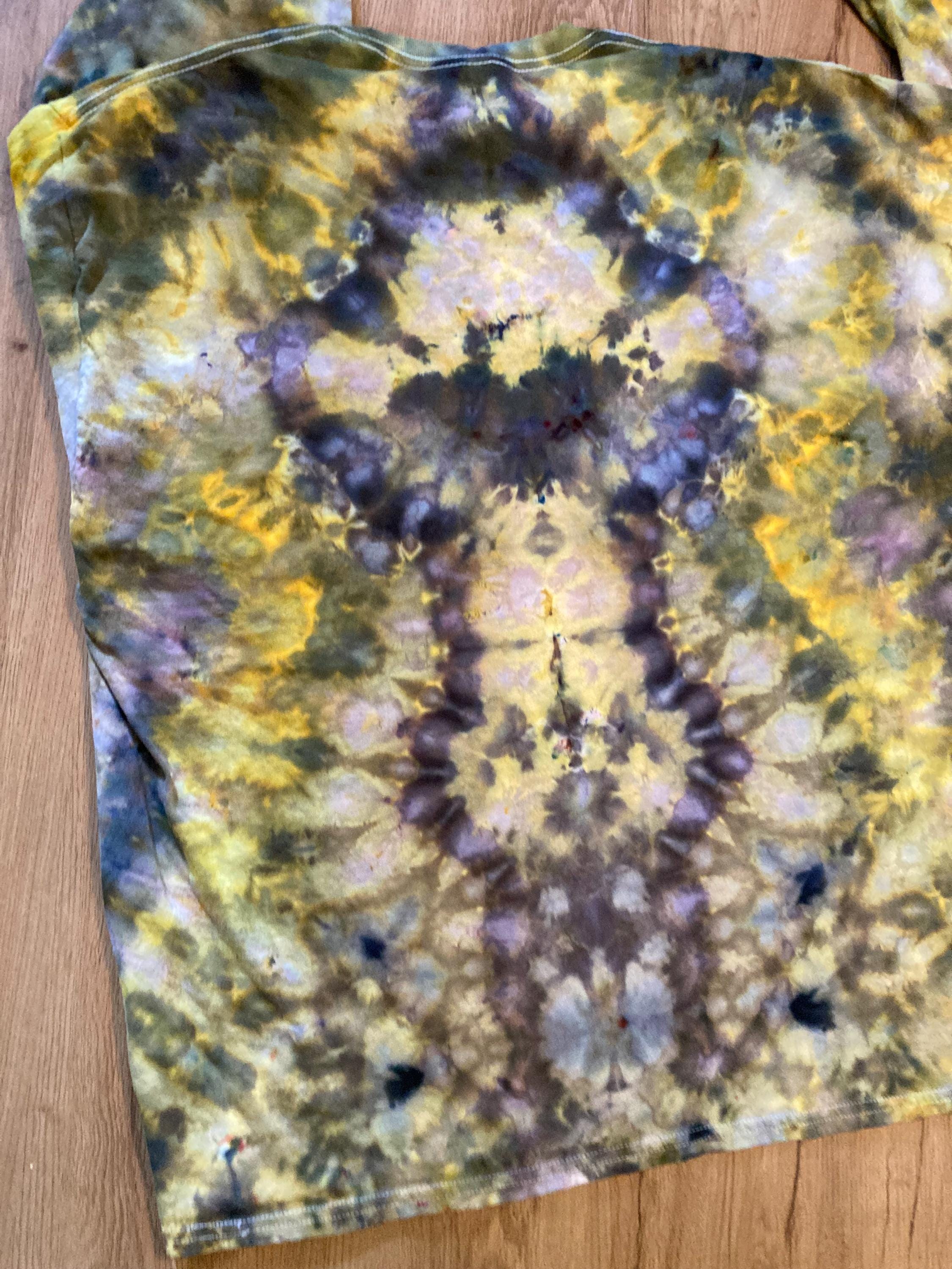 2XL Handmade Mandala Shirt | Trippy Tie Dye Tee | Lotus Flower Shirt | Oversized Tee | Psychedelic Shirt | Long Sleeve Yoga Tee