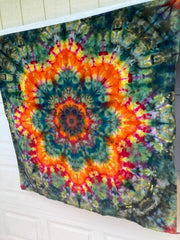 Psychedelic Wall Hanging | Trippy Tie Dye Tapestry | Ice Dye Tapestry | Fractal Tapestry | Above Bed Decor | Psytrance Art