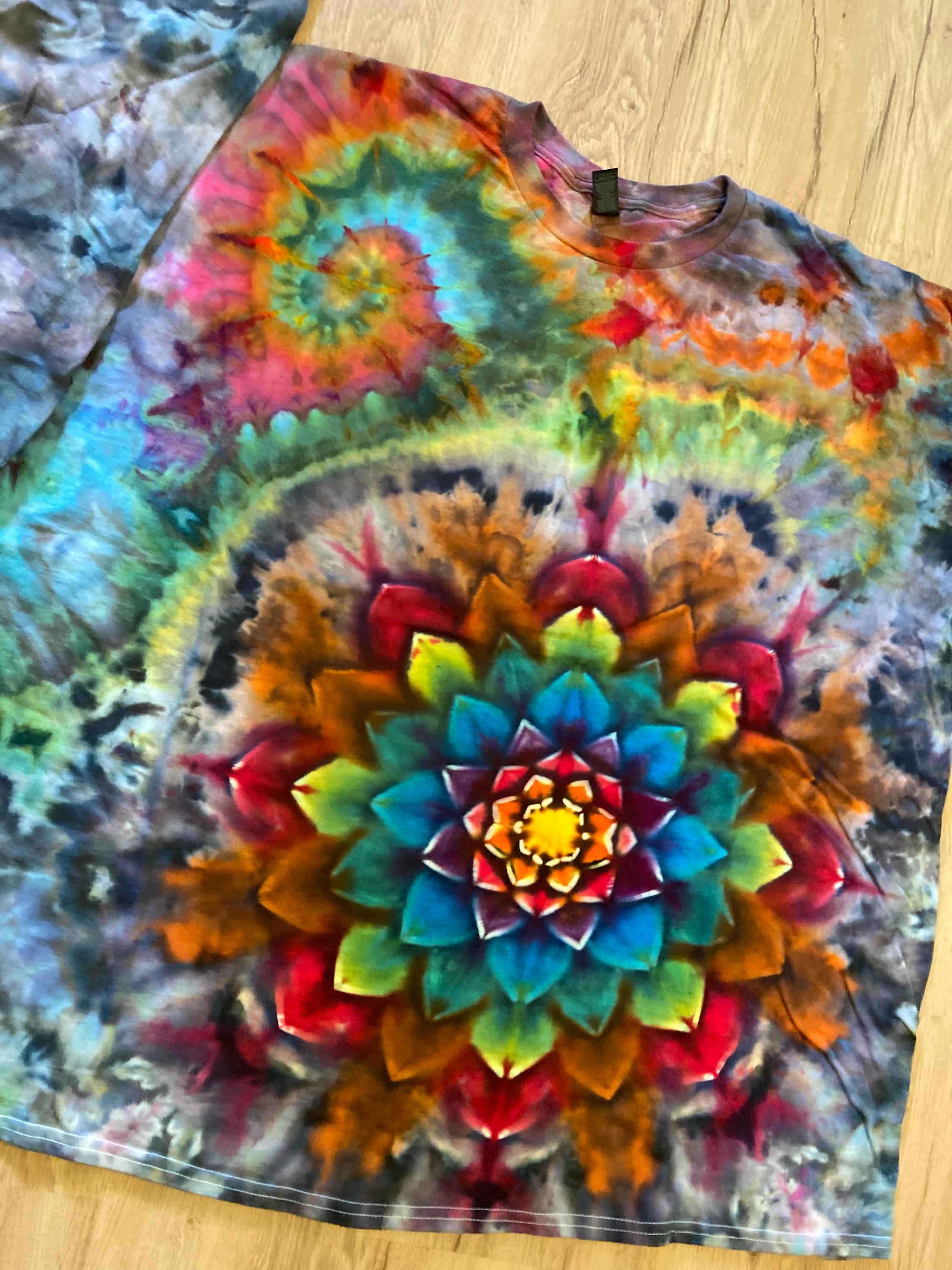 5XL Shirt | Handmade Special Mandala Shirt | Trippy Tie Dye | Lotus Flower Shirt | Oversized Tee | Psychedelic Shirt | Long Sleeve Yoga Tee
