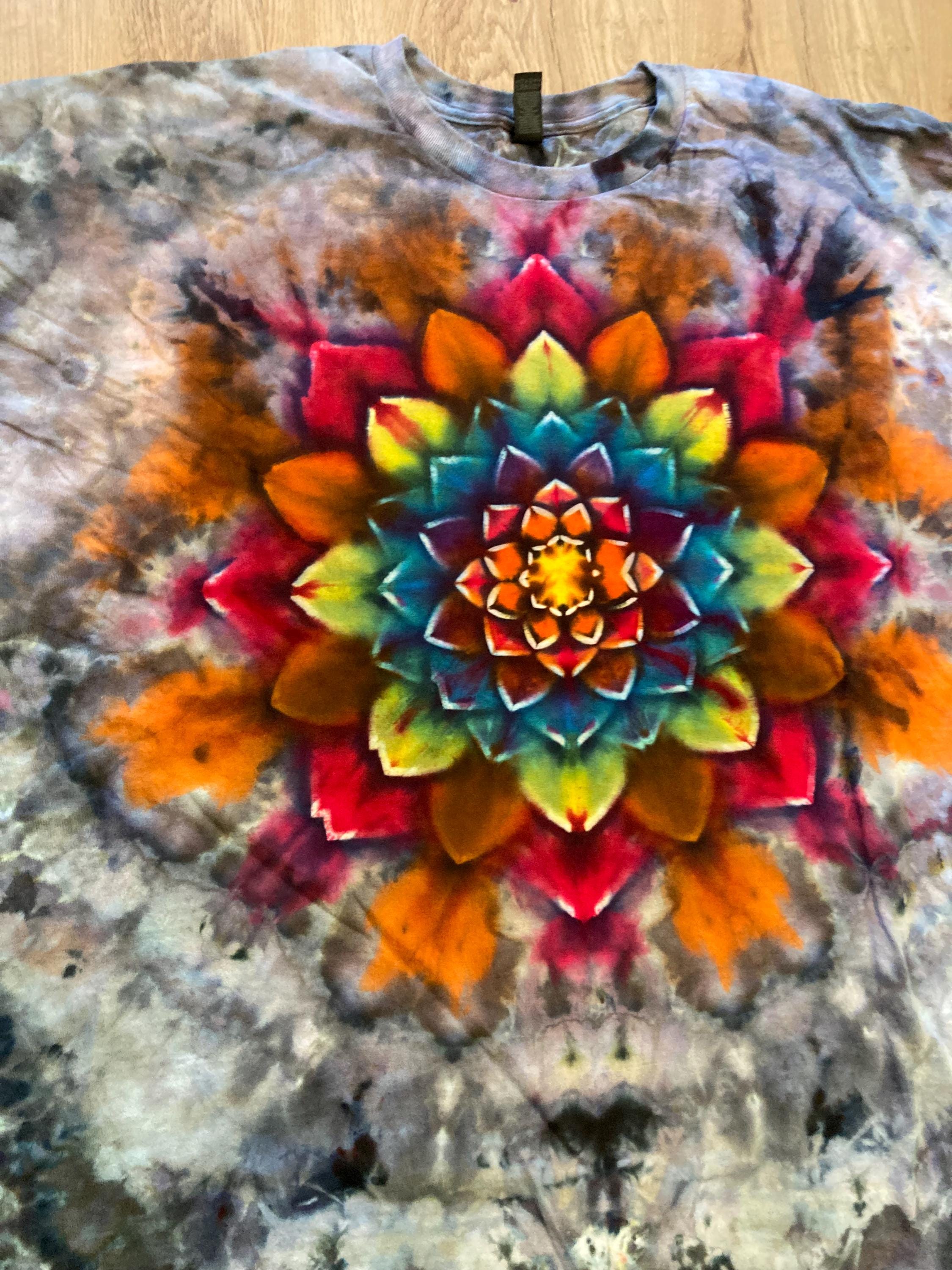 5XL Shirt | Handmade mandala Shirt | Trippy Tie Dye Tee | Super Spiral Shirt | Oversized Tee | Psychedelic Shirt | Long Sleeve Yoga Tee