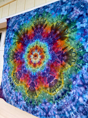 Psychedelic Wall Hanging | Trippy Tie Dye Tapestry | Ice Dye Tapestry | Fractal Tapestry | Above Bed Decor | Psytrance Art