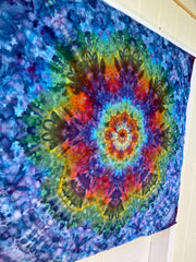 Psychedelic Wall Hanging | Trippy Tie Dye Tapestry | Ice Dye Tapestry | Fractal Tapestry | Above Bed Decor | Psytrance Art