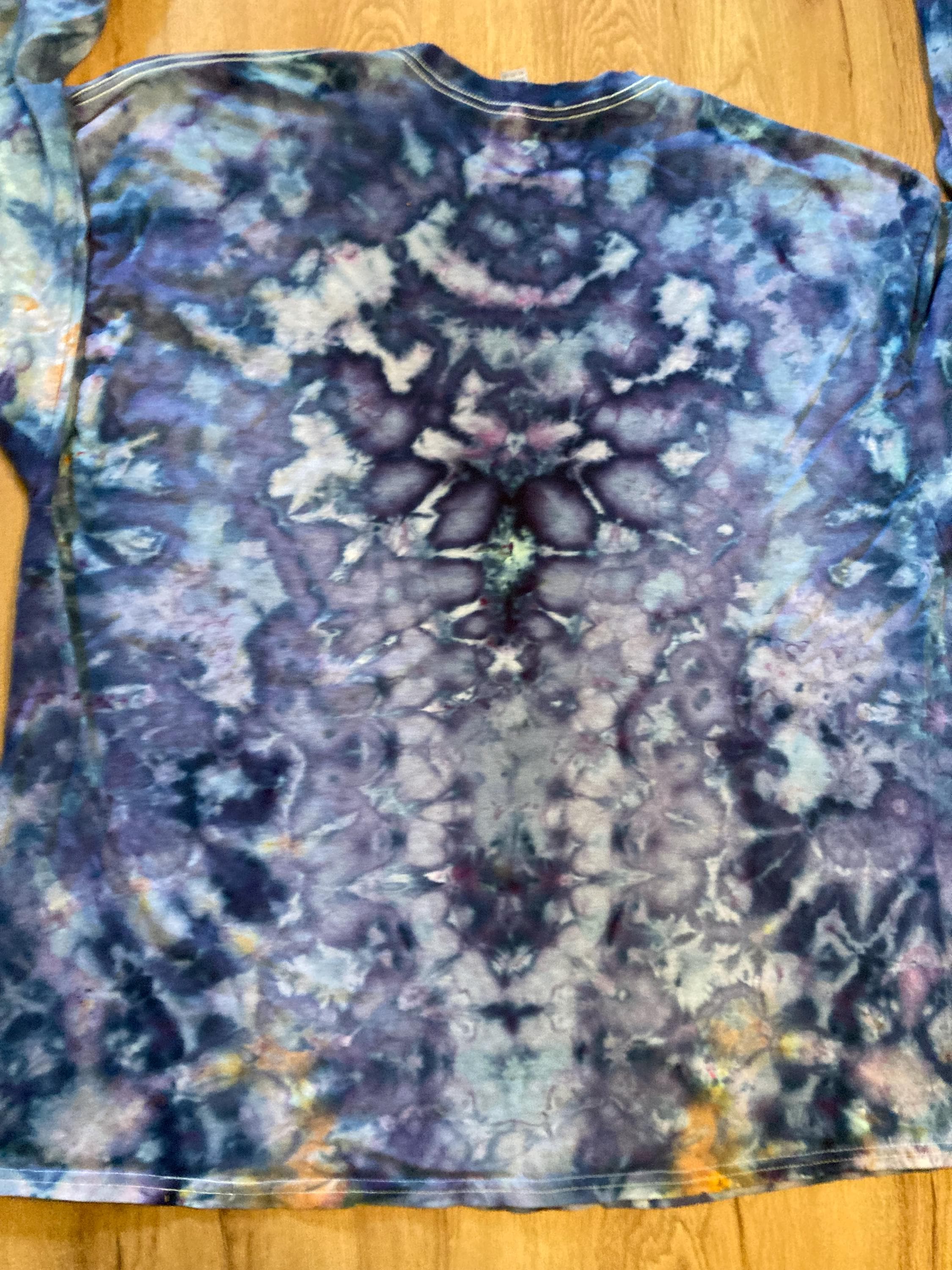 3XL Shirt | Handmade Mandala Shirt | Trippy Tie Dye Tee | Lotus Flower Shirt | Oversized Tee | Psychedelic Shirt | Long Sleeve Yoga Tee