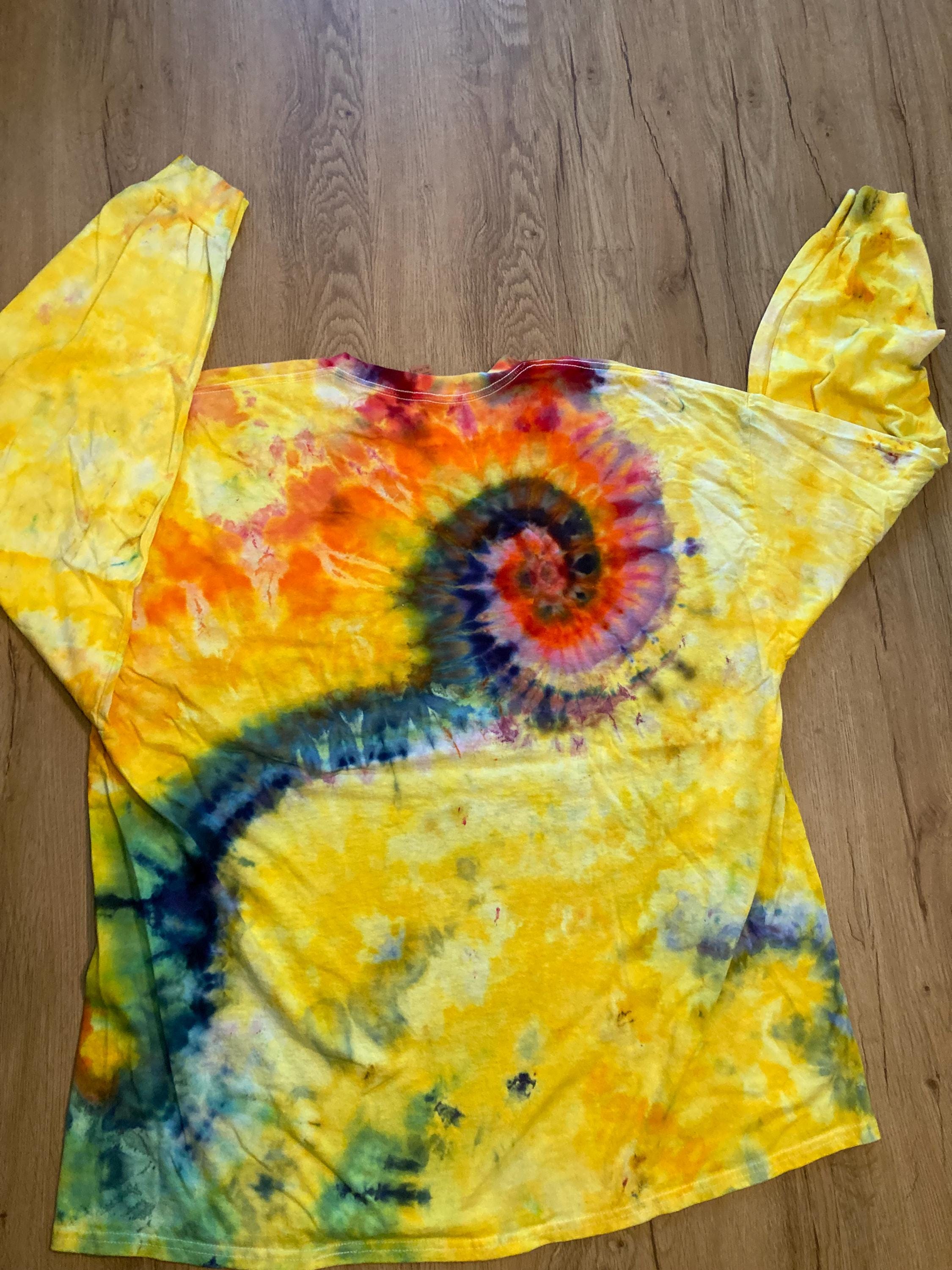 3XL Shirt | Handmade Special Mandala Shirt | Trippy Tie Dye | Lotus Flower Shirt | Oversized Tee | Psychedelic Shirt | Long Sleeve Yoga Tee