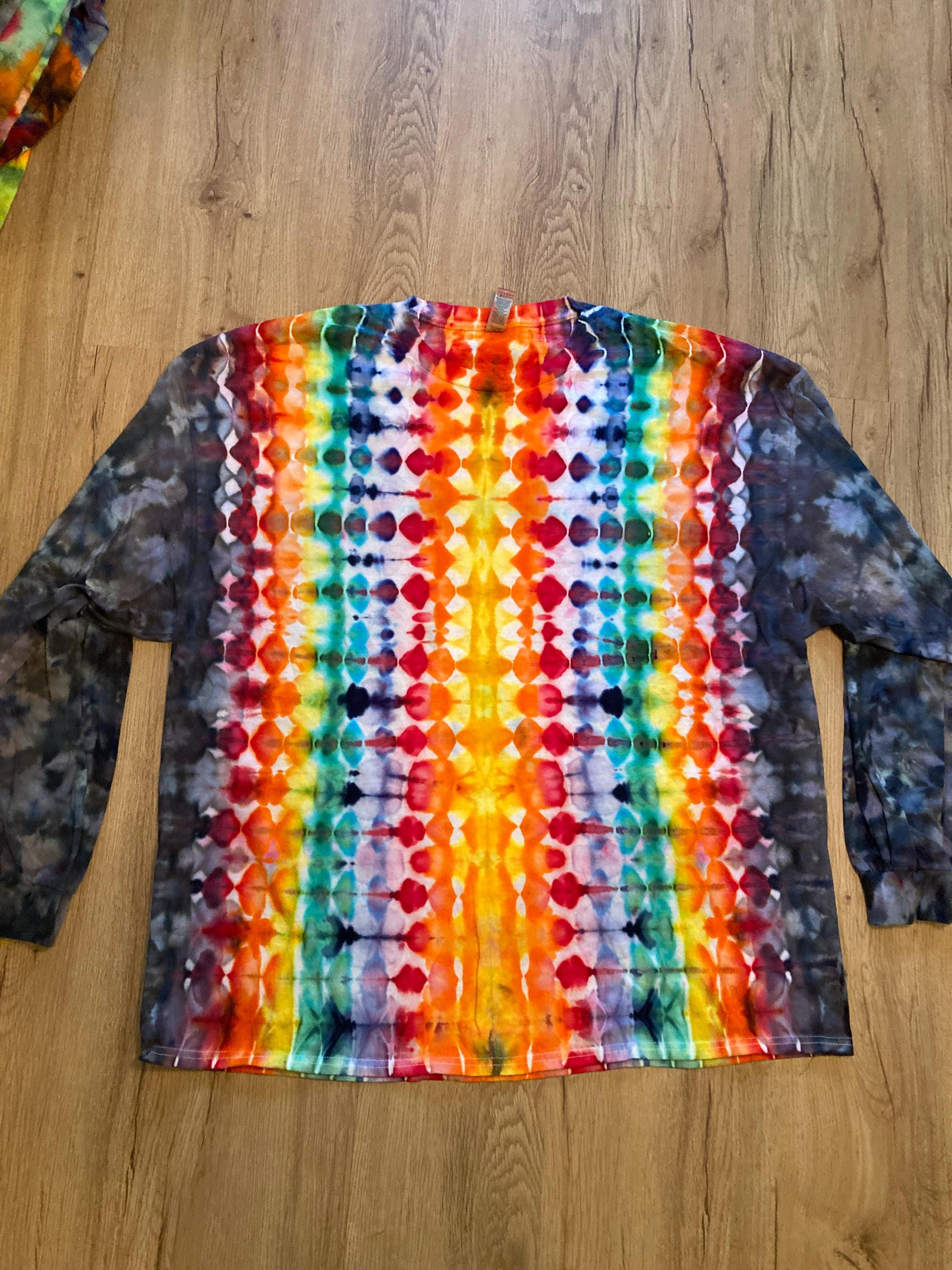 3XL Shirt | Handmade Fractal Shirt | Trippy Tie Dye Tee | Lotus Flower Shirt | Oversized Tee | Psychedelic Shirt | Long Sleeve Yoga Tee