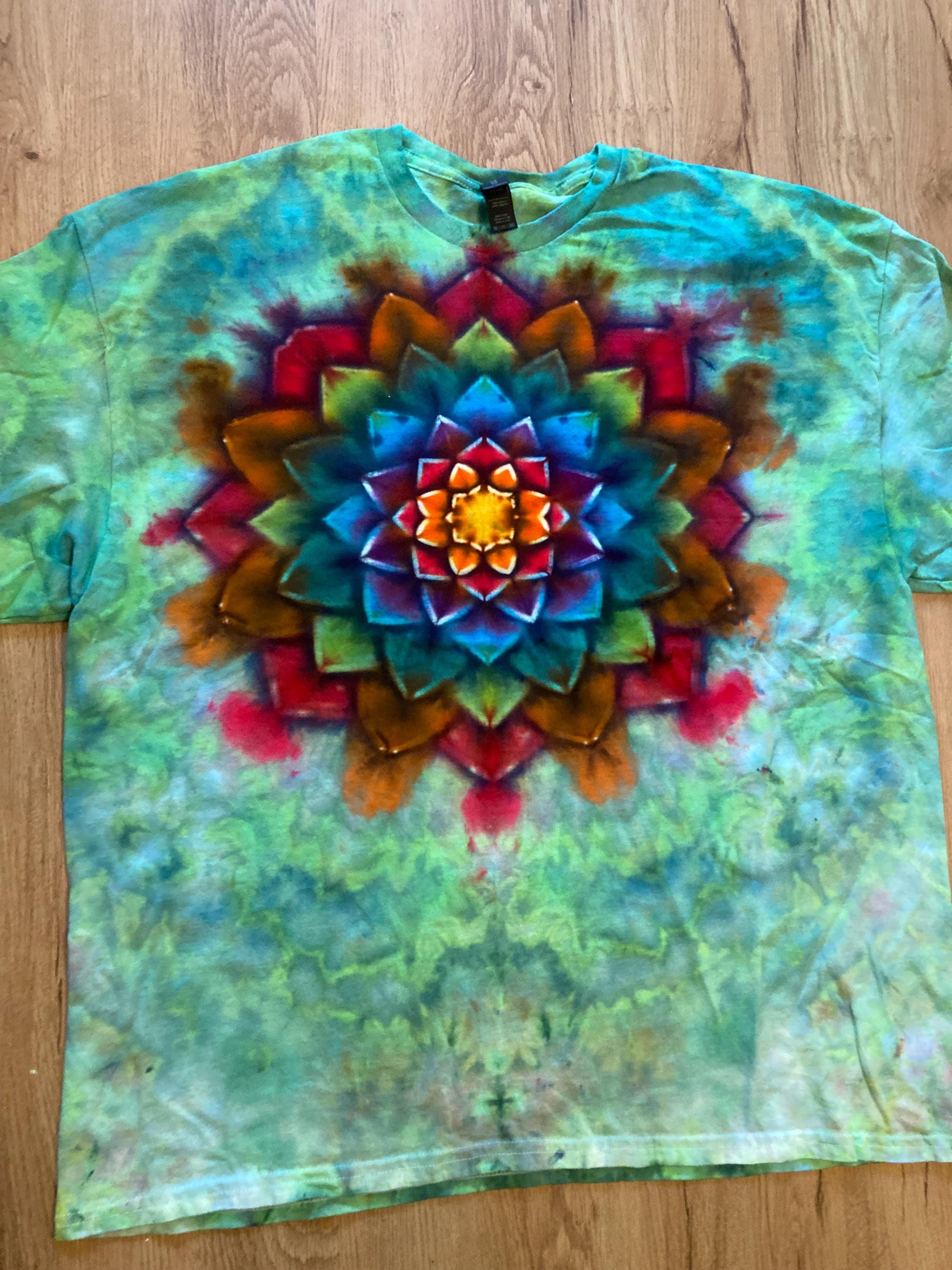 2Xl | Lotus Tie Dye Shirt | Psychedelic T Shirt | Galaxy Ice Dye Shirt | Festival Shirt | Mandala Psytrance Shirt | Geode Tie Dye