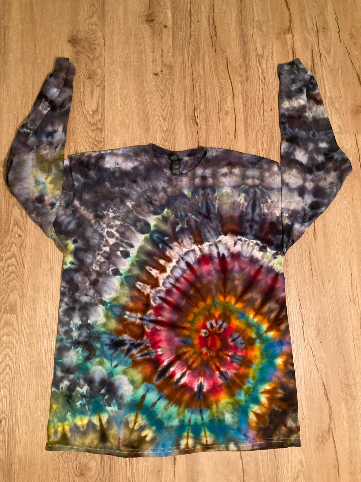 Large Shirt | Handmade Spiral Swirl Shirt | Trippy Tie Dye Tee | Lotus Flower Shirt | Oversized Tee | Psychedelic Shirt | Long Sleeve Yoga